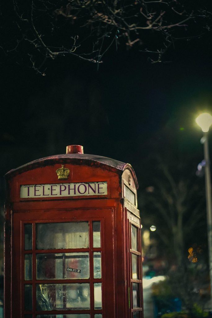 phone booth, phone, english, uk, scotland, edinburgh, retro